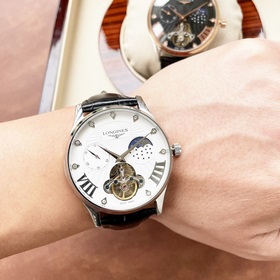 Элегантные мужские часы Longines с большим маятником и фазой луны