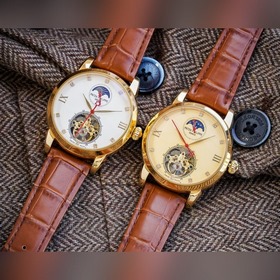 Элегантные мужские часы Longines с большим маятником и фазой луны