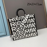Средняя сумка Sunshine с черно-белым логотипом Fendi Roma, изготовлена из твердо