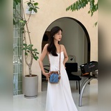 Fendi Mon Tresor мини-сумка из светло-синего денима с вышитым логотипом FF, свет