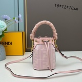 Fendi Mon Tresor маленькая сумка-бакет из розового полотна с рельефным узором FF
