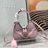 Новая модель (кожа с тканевой подкладкой) Prada moon bag, сумка через плечо, рет