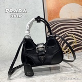 Новая модель (кожа с тканевой подкладкой) Prada moon bag, сумка через плечо, рет