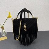 YSL Monogram college_Сумка-почтальон из матовой кожи с бахромой, вечная модель, 