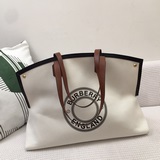 【B-Home Top Original】 Шоппер из хлопчатобумажной ткани и мягкой кожи, украшенный