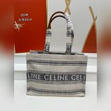 Новая сумка-тоут Celi. Материал： холст. Полосатый холст с буквами. Кожаная ручка