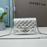 Черный, серебристый, в наличии, Chanel 23p, большая металлическая застежка с лог