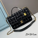 Импортный шерстяной твил в клетку. Chanel C маленькая сумка из шерстяного твила 