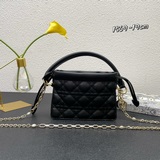 Dior Маленькая сумка Черная кожа с плетением в виде ромбов, ручка наверху и шнур