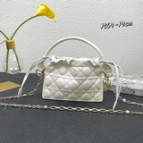 Dior Маленькая сумка Черная кожа с плетением в виде ромбов, ручка наверху и шнур