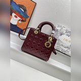 Лак с пятью ячейками, сумка Lady Dior. Блестящая кожа переливается разными цвета