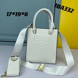 Маленькая сумка-тоут 1BA332 из кожи Saffiano с двумя ручками и съемным плечевым 