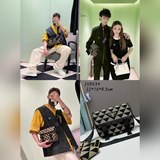 Сумка Prada с вышитым узором из ткани изготовлена из импортной кожи Saffiano и у