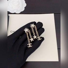 Chanel Новейшие серьги с бахромой и бриллиантами в форме звезд】И