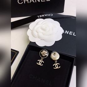 Chanel, новейшая модель, черные круглые серьги с золотыми цветами