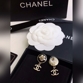 Chanel, новейшая модель, черные круглые серьги с золотыми цветами