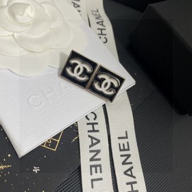 Chanel квадратные серьги в ретро-стиле с белым двойным C в центре