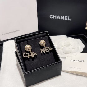 Номер XED0215 CHANEL буквы, оригинальные новые серьги-гвоздики с 