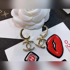 Chanel подержанные серьги с двойным логотипом. Оригинальная копия