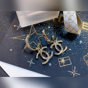 Chanel подержанные серьги с двойным логотипом. Оригинальная копия