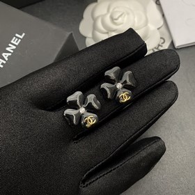 Серьги Chanel, черные (материал импортирован из Италии), изготовл