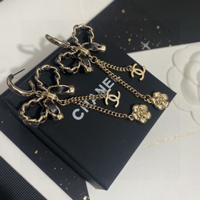 Chanel, подержанные серьги с двойным логотипом. Оригинальная копи