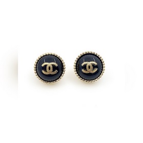 Chanel популярные черные серьги-гвоздики из латуни