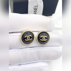 Chanel популярные черные серьги-гвоздики из латуни