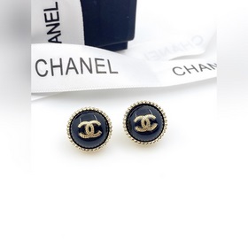 Chanel популярные черные серьги-гвоздики из латуни