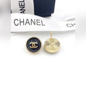 Chanel популярные черные серьги-гвоздики из латуни