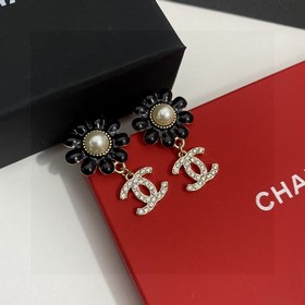 Chanel подвеска с жемчугом и двойным C, серьги с бриллиантами