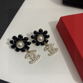 Chanel подвеска с жемчугом и двойным C, серьги с бриллиантами
