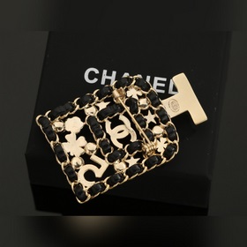 Новый плетеный флакон духов Chanel с брошью из черной кожи Черна