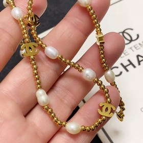 Новейшее золотое колье Chanel с натуральными пресноводными жемчуж