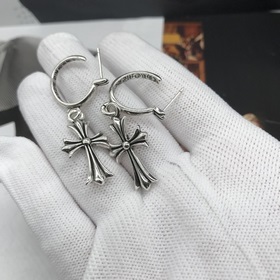 Chrome Hearts Ретро серьги-гвоздики с крестом без бриллиантов