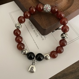 Специальная версия Chrome Hearts, браслет с красным агатом и крес