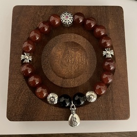 Специальная версия Chrome Hearts, браслет с красным агатом и крес