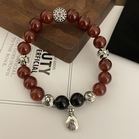 Специальная версия Chrome Hearts, браслет с красным агатом и крес