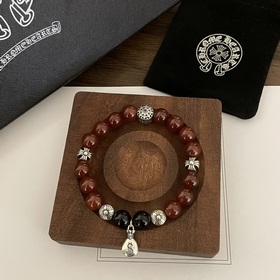 Специальная версия Chrome Hearts, браслет с красным агатом и крес