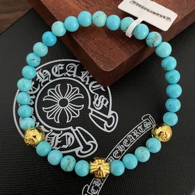 Специальная версия Chrome Hearts с бирюзой и золотом. Браслет с м