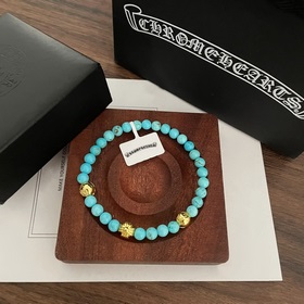Специальная версия Chrome Hearts с бирюзой и золотом. Браслет с м
