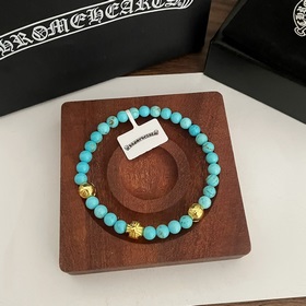 Специальная версия Chrome Hearts с бирюзой и золотом. Браслет с м