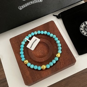Специальная версия Chrome Hearts с бирюзой и золотом. Браслет с м