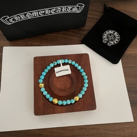 Специальная версия Chrome Hearts с бирюзой и золотом. Браслет с м