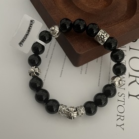 Специальная версия Chrome Hearts Черный гагат * Браслет с крестом