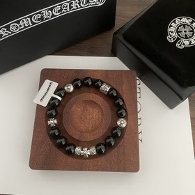Специальная версия Chrome Hearts Черный гагат * Браслет с крестом