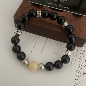 Специальная версия Chrome Hearts Черный гагат * Браслет с крестом