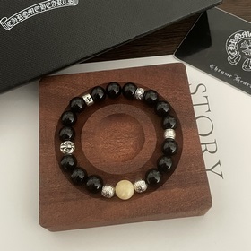 Специальная версия Chrome Hearts Черный гагат * Браслет с крестом