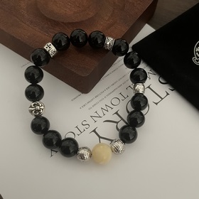 Специальная версия Chrome Hearts Черный гагат * Браслет с крестом