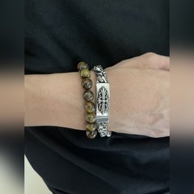 Классический браслет с крестом из серебра 925 пробы Размеры： 18/2